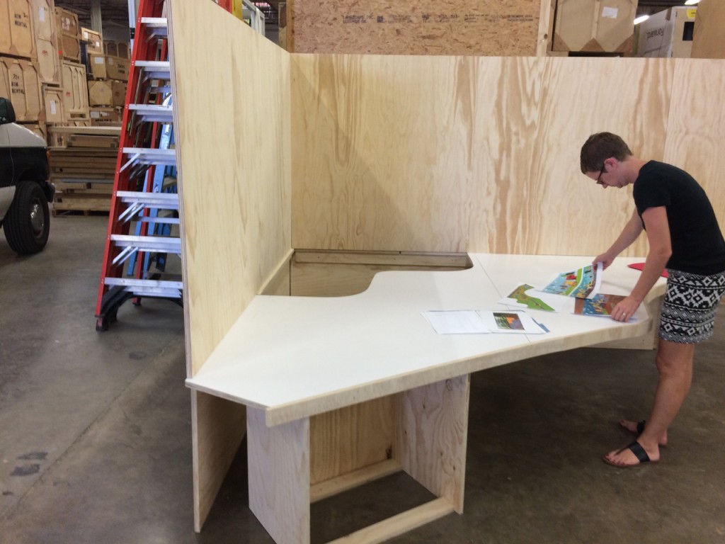 Children's Museum fabrication process in the warehouse.