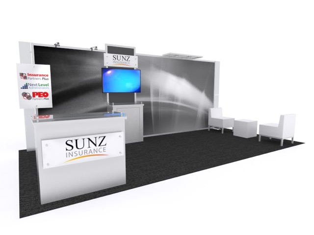 sunz insurance in line hybrid trade show booth